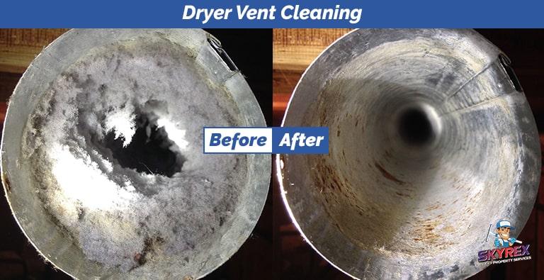 Dryer vent cleaning service before and after image