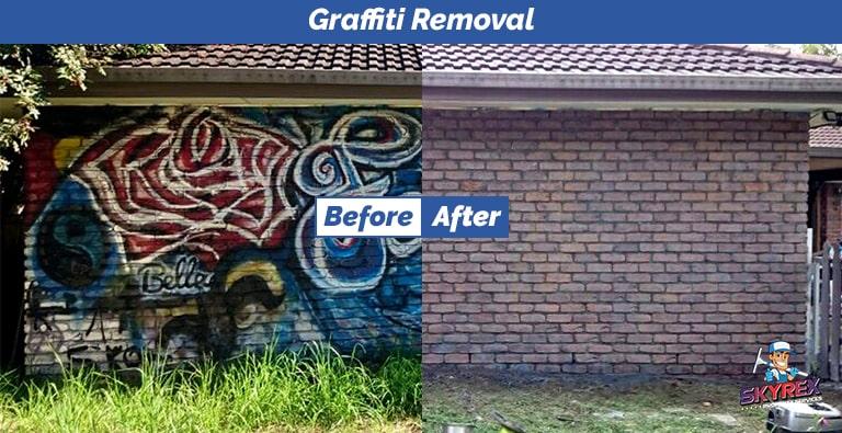 Graffiti removal service before and after image