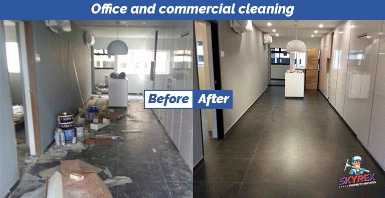 Office and commercial cleaning service before and after image
