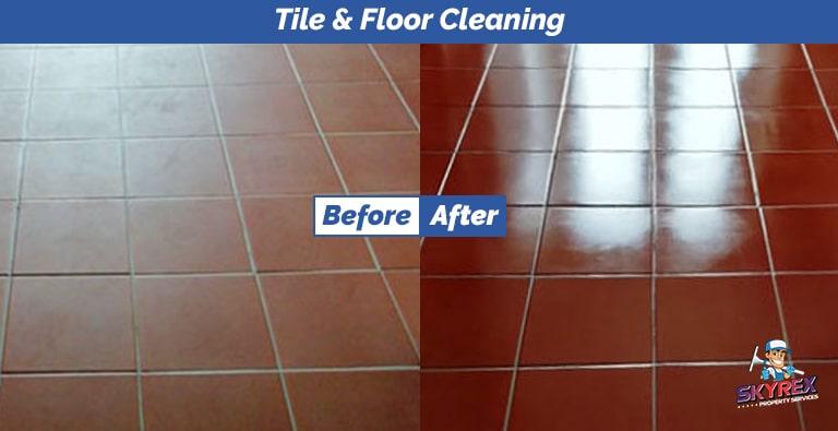 Tiles and floor cleaning before and after image