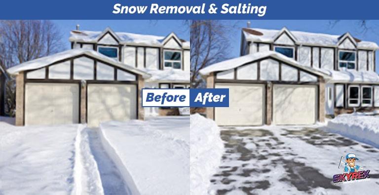 Snow removal and salting before and after image