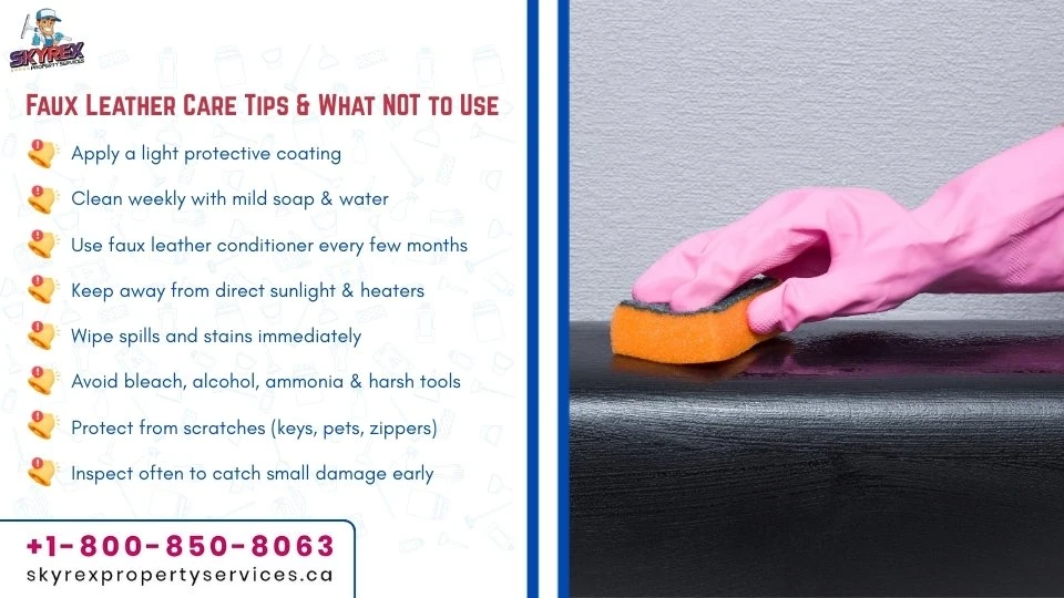 Faux Leather furniture cleaning and Care Tips, and What NOT to Use