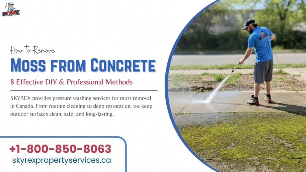 How to Remove Moss from Concrete in Canada - 8 Effective Methods by SKYREX Property Services