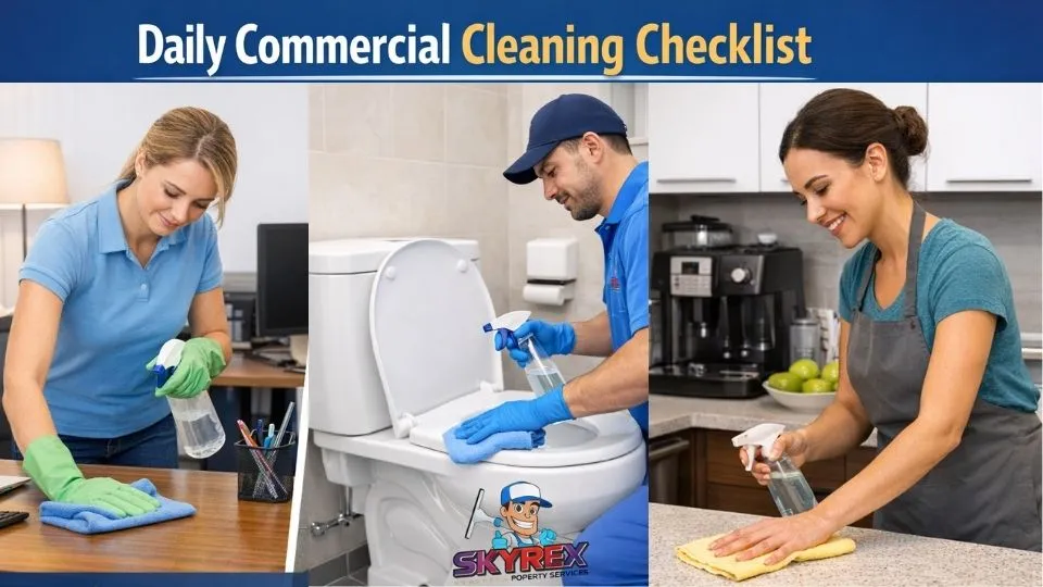 Daily commercial cleaning of office, restroom, and break room in Scarborough.
