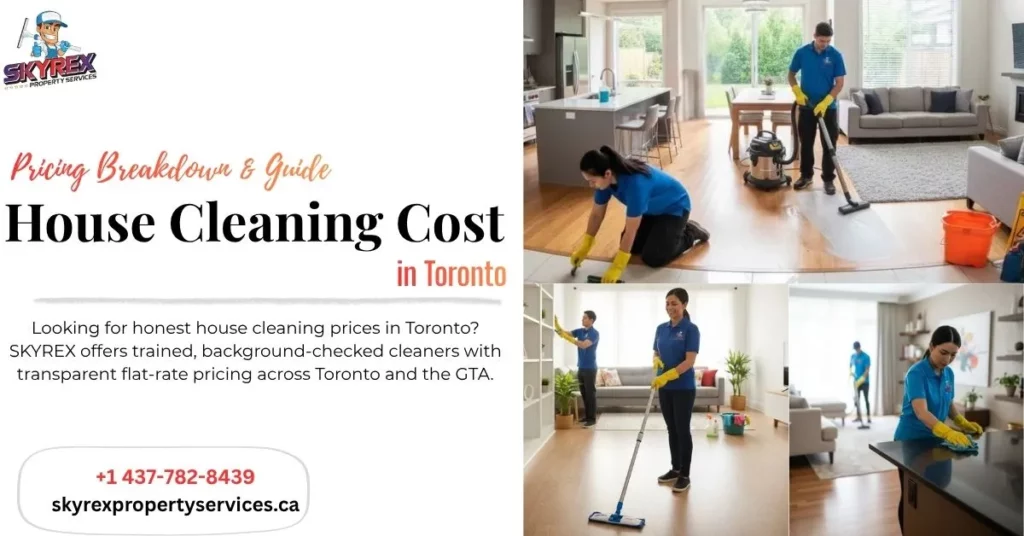 Background-checked cleaners from SKYREX Property Services delivering professional house cleaning in a Toronto home