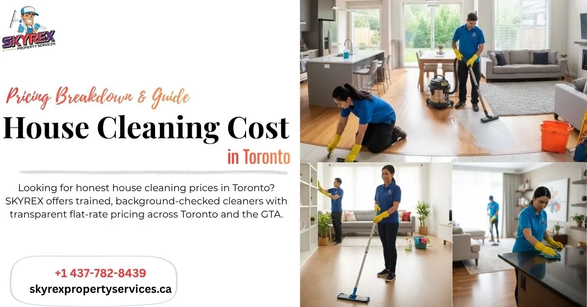 Background-checked cleaners from SKYREX Property Services delivering professional house cleaning in a Toronto home