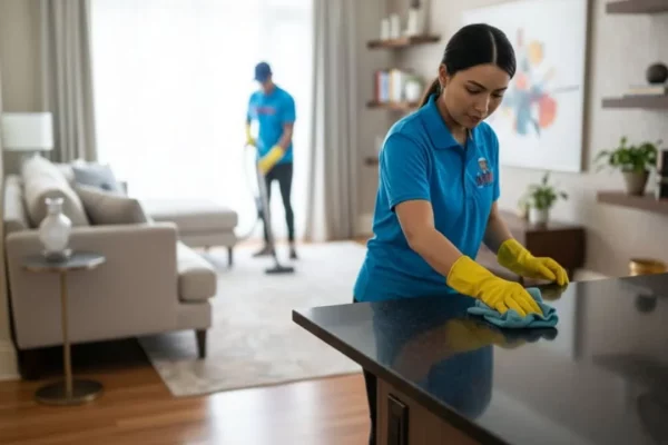 SKYREX cleaners performing deep house cleaning in a Calgary home