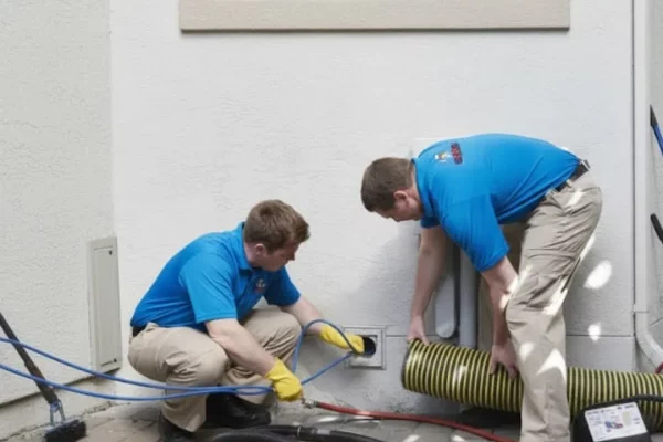 SKYREX technicians cleaning a dryer vent at a Cambridge home