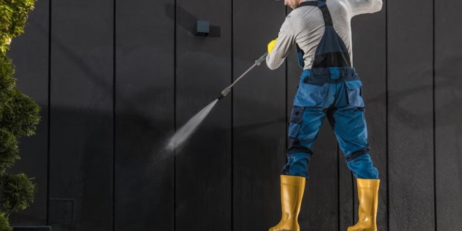 soft and pressure washing on wall